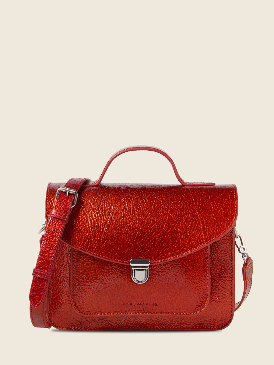 Red leather handbag Mademoiselle George - Star Flame front view