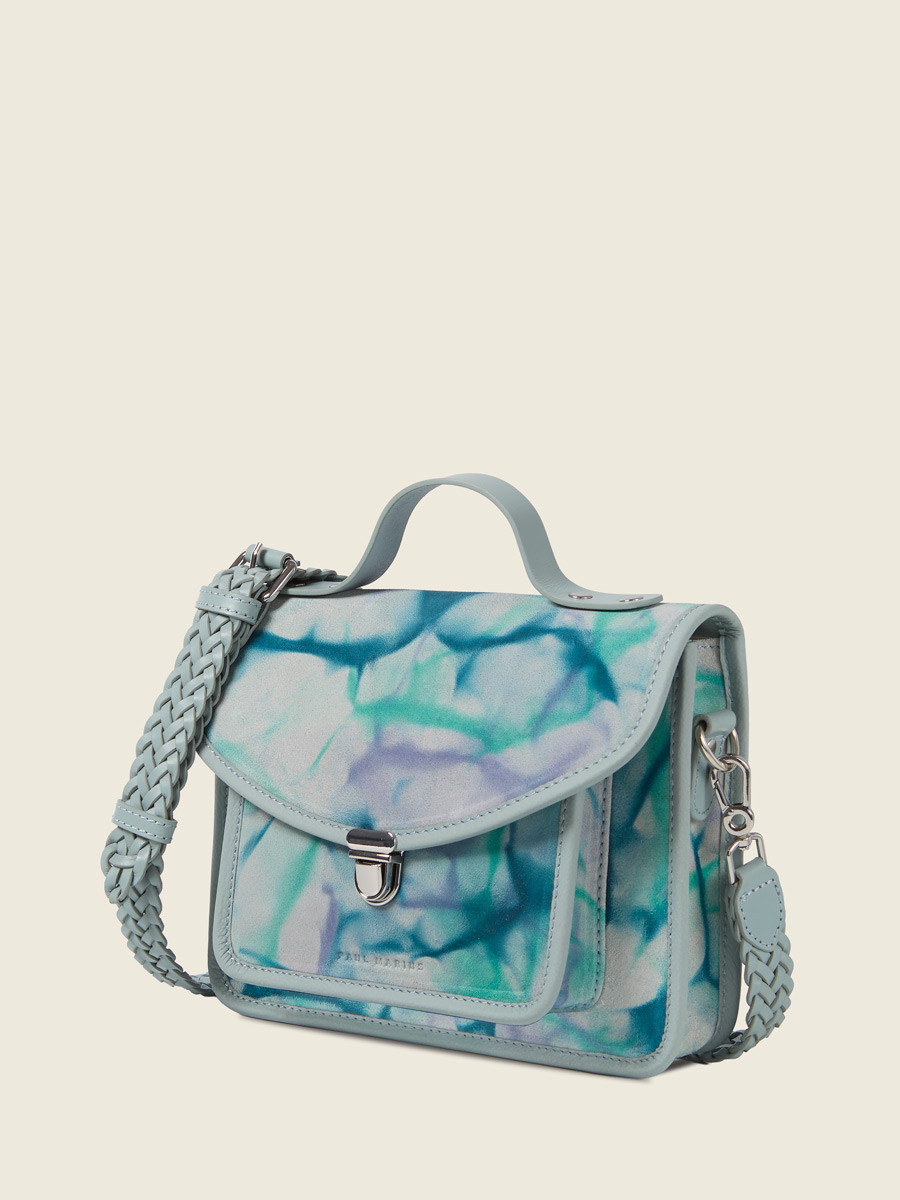 Blue leather handbag Mademoiselle George - Tie & Dye Blue back view