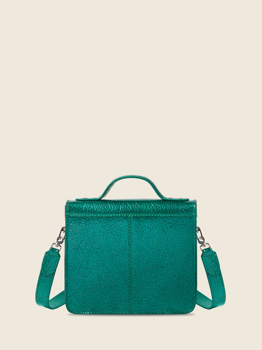 Small blue leather handbag Mademoiselle George XS - Lagoon Star back view