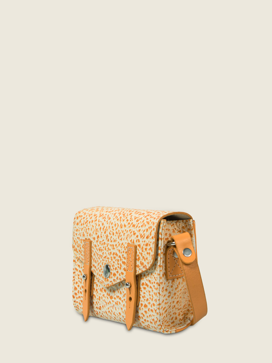 Small orange leather crossbody bag LeMini Indispensable - Orangeade back view