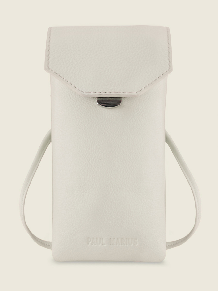 white-leather-phone-bag-for-women-eva-pastel-chalk-paul-marius-front-view-picture-m71-pt-w