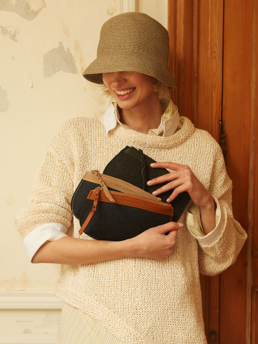 LaPochette Polly - Denim / Black side view