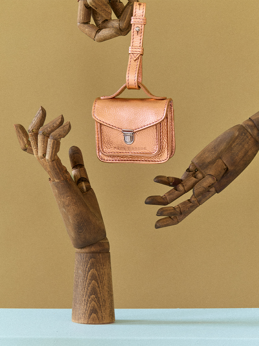 Rose gold Mademoiselle George Nano Bag Charm Wallet side view