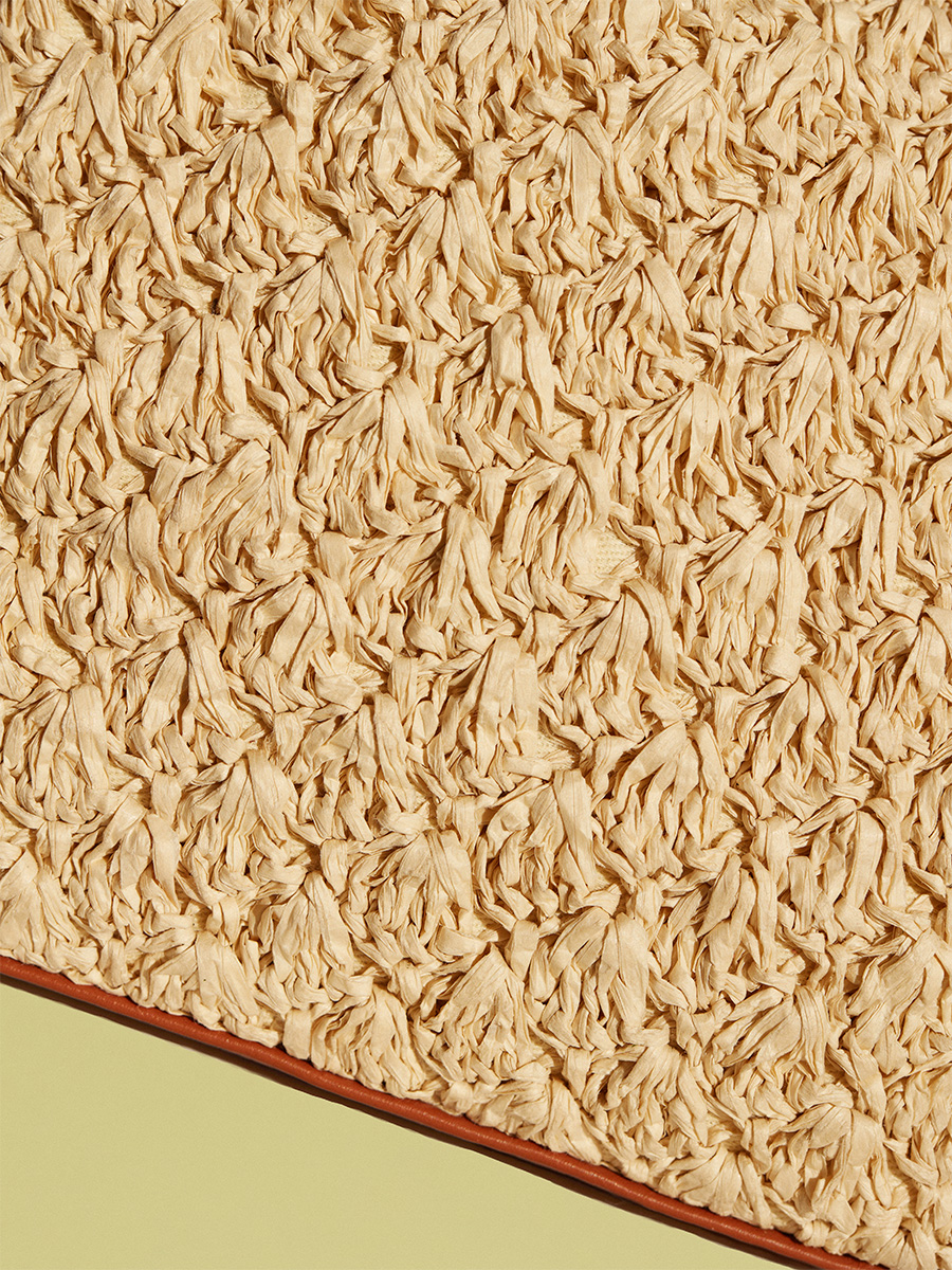 Raffia and leather crossbody bag Loulou Raphia - Natural / Cognac focus material photo