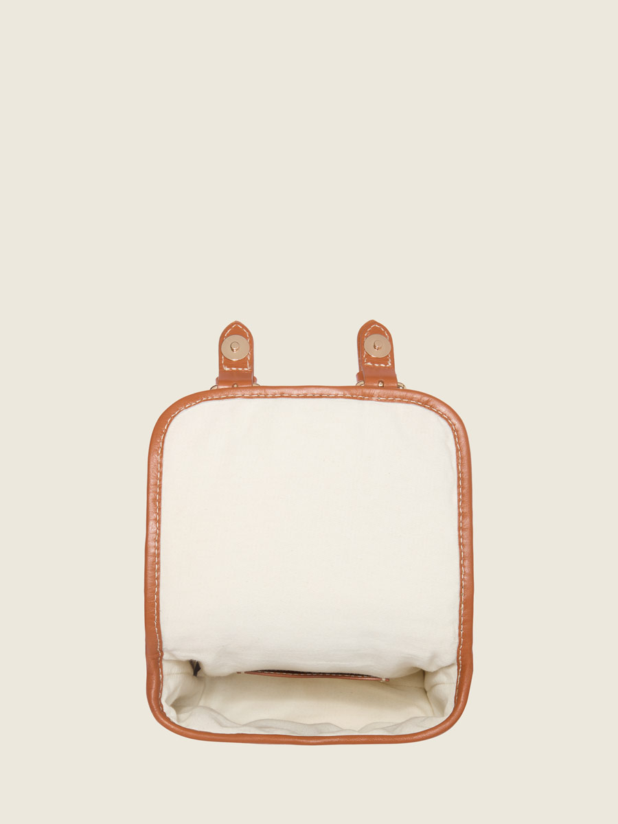 Raffia and leather mini crossbody bag Loulou S Raphia - Natural / Cognac ambient view