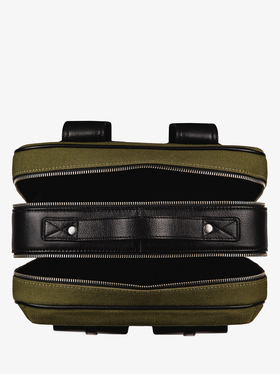 leather-backpack-unisex-black-khaki-inside-view-picture-urbain-black-khaki-canvas-paul-marius-b08-obl-gc