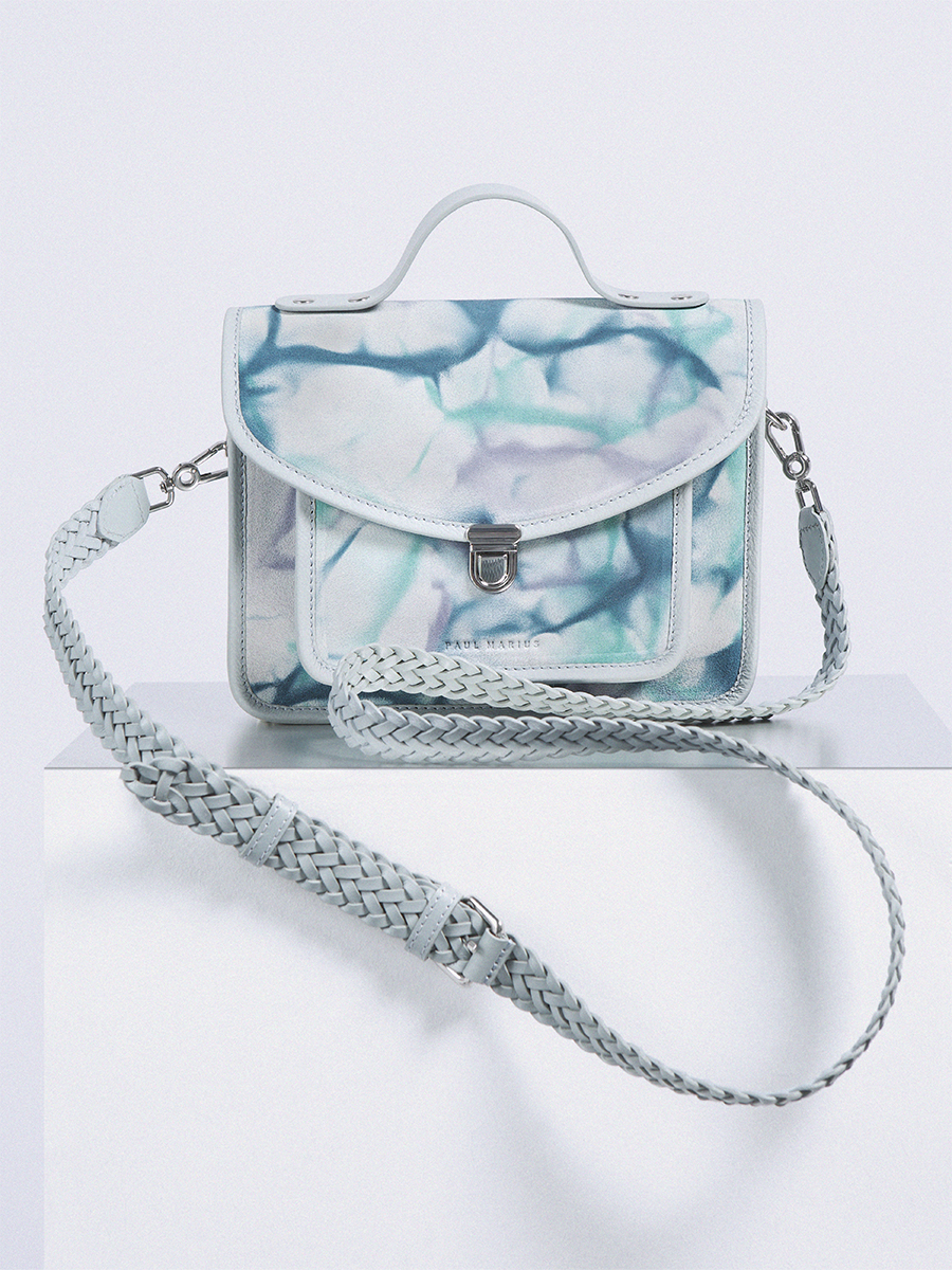 Blue leather handbag Mademoiselle George - Tie & Dye Blue side view
