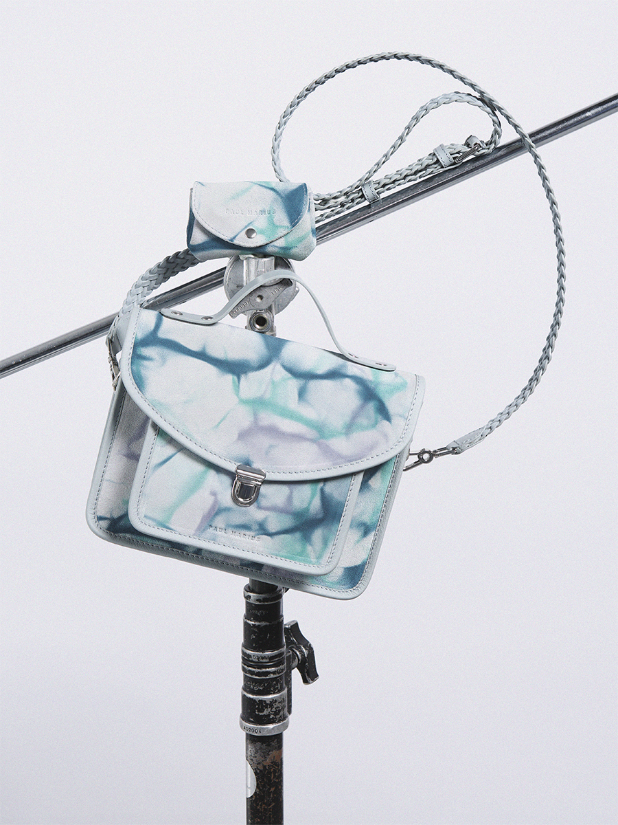 Small blue leather purse LeGustave - Tie & Dye Blue side view