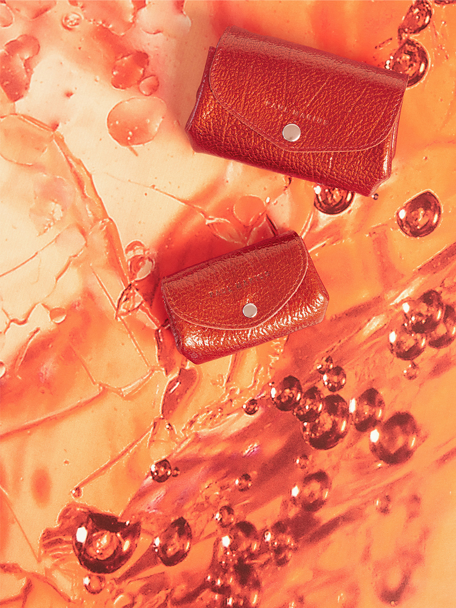 Red leather pouch  LeGustave M - Star Flame back view