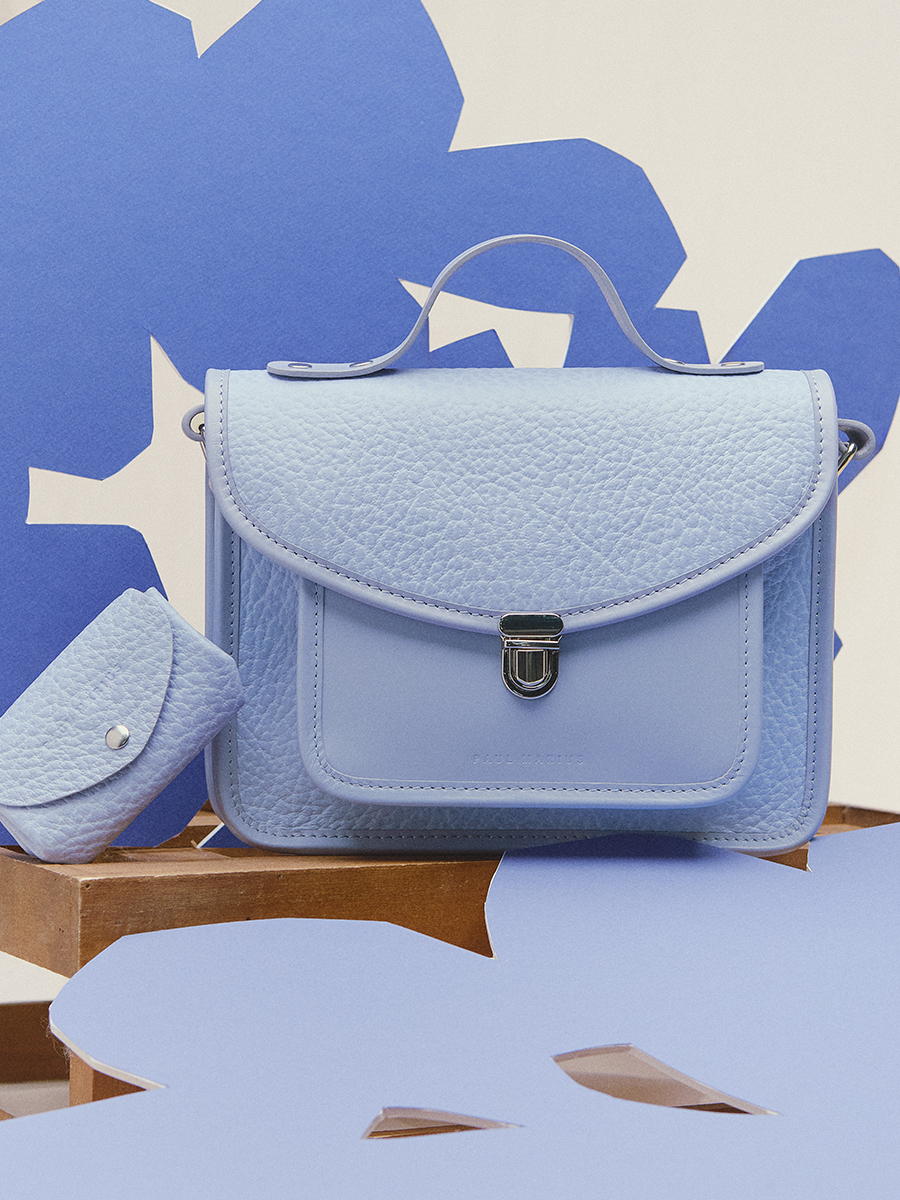 Purple leather handbag Mademoiselle George - Lavender side view