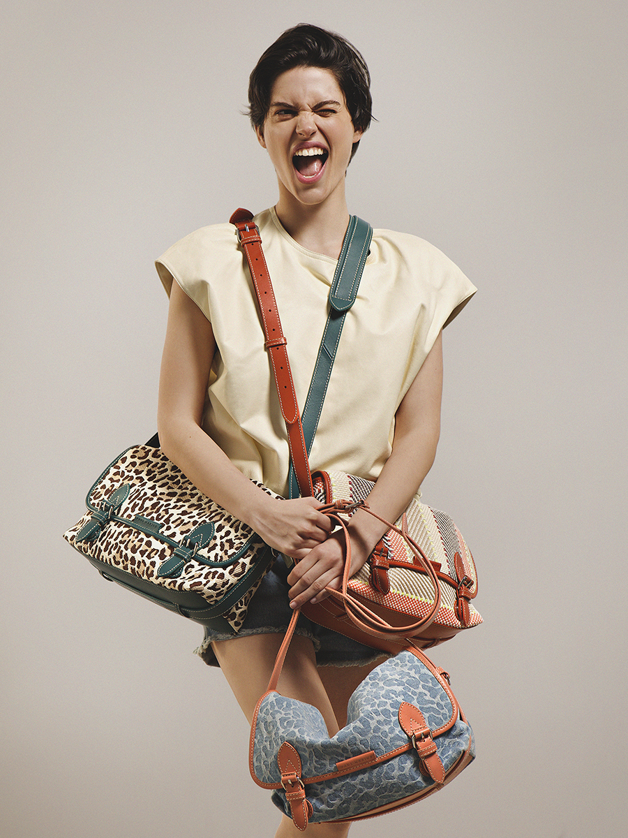 Denim leopard crossbody bag Loulou - Denim / Leopard side view