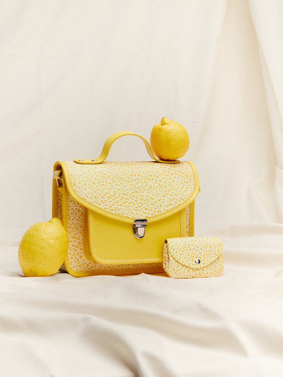 Small yellow leather purse LeGustave - Citronnade side view