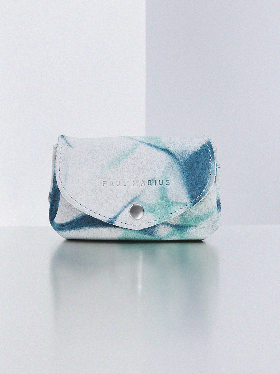 Small blue leather purse LeGustave - Tie & Dye Blue focus material photo