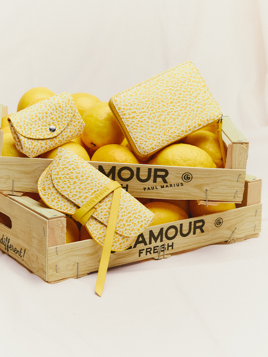 Small yellow leather purse LeGustave - Citronnade inside view
