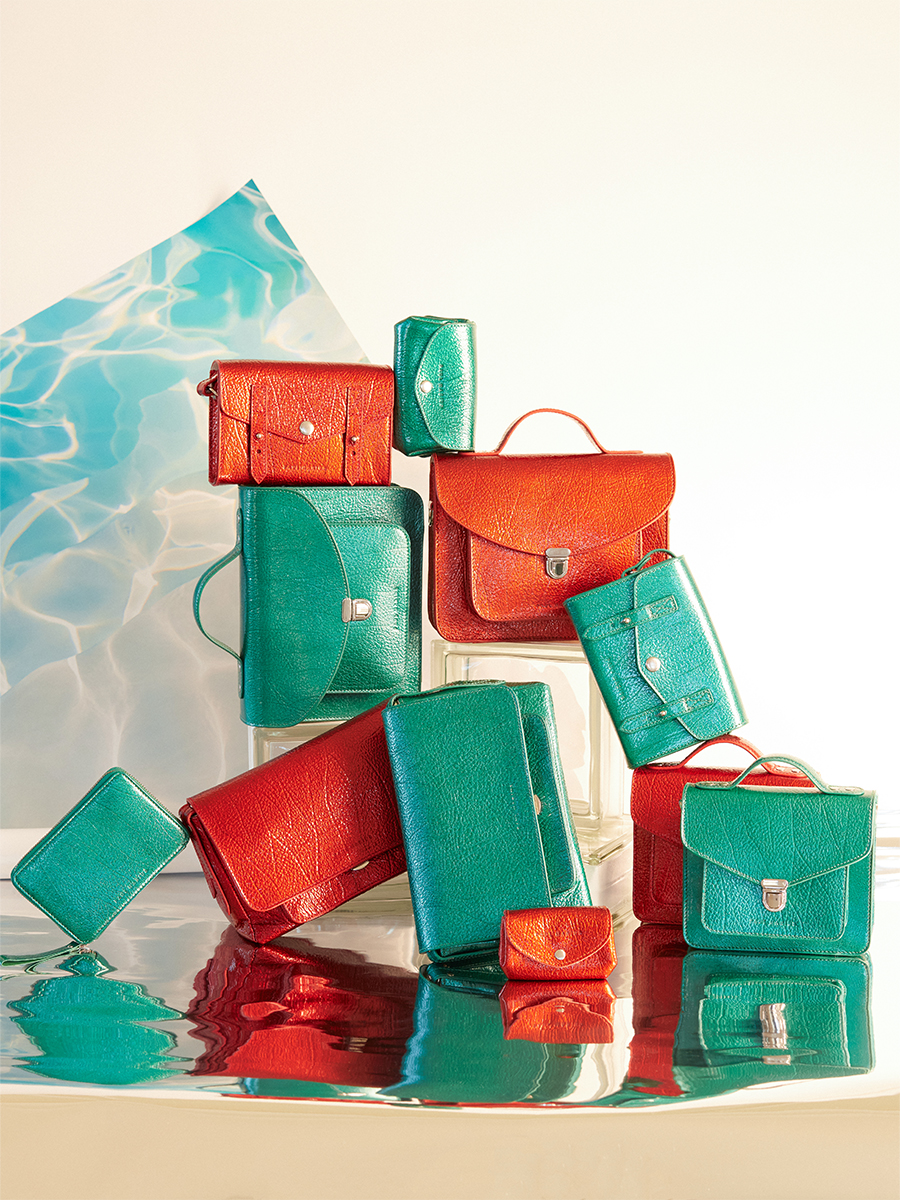 Blue leather glasses case for women – ambient view 