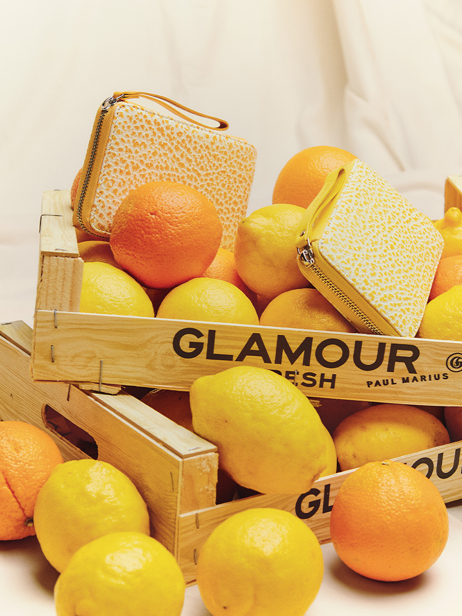 Yellow leather wallet LePortefeuille Alice - Citronnade side view