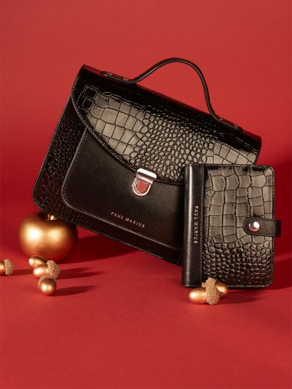 LePortefeuille Jeanne Croco - Patent Black 