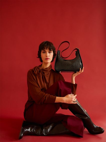 Victoire Croco - Patent Black