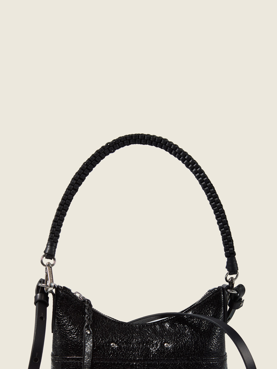Removable black bag strap  LeScoubidou - Black front view