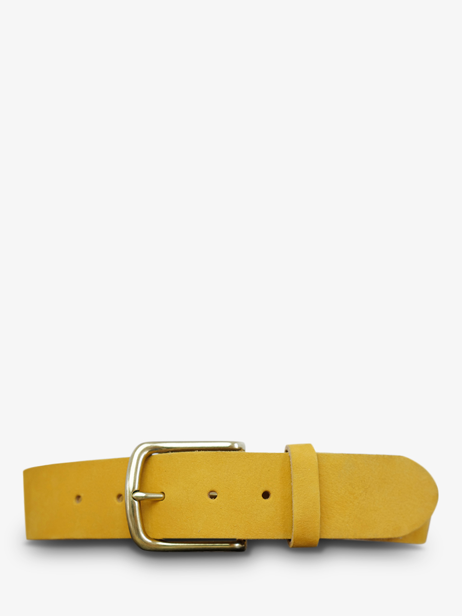 leather-belt-yellow-front-view-picture-laceinture-magnifique-nubuck--40mm-saffron-paul-marius-3760125347370