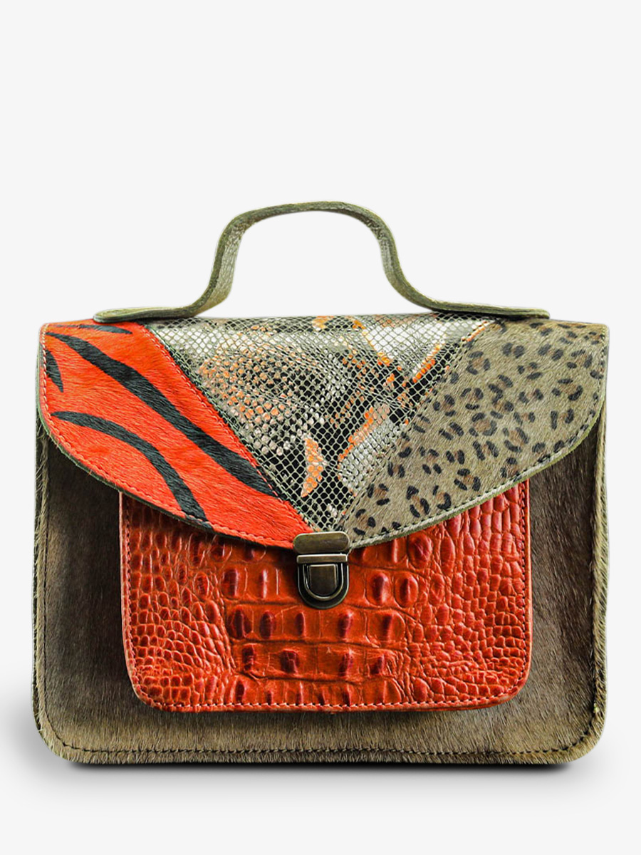 leather-hand-bag-for-woman-orange-green-front-view-picture-mademoiselle-george-chimere-orange-khaki-paul-marius-3760125337180