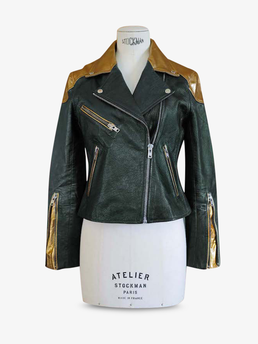 leather-women-jacket-perfecto-multicoloured-green-gold-front-view-picture-leperfecto-forest-green-gold-paul-marius-3760125351469