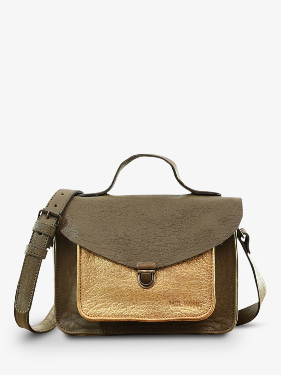 leather-hand-bag-for-woman-khaki-green-front-view-picture-mademoiselle-george-khaki-gold-canvas-paul-marius-3760125335766