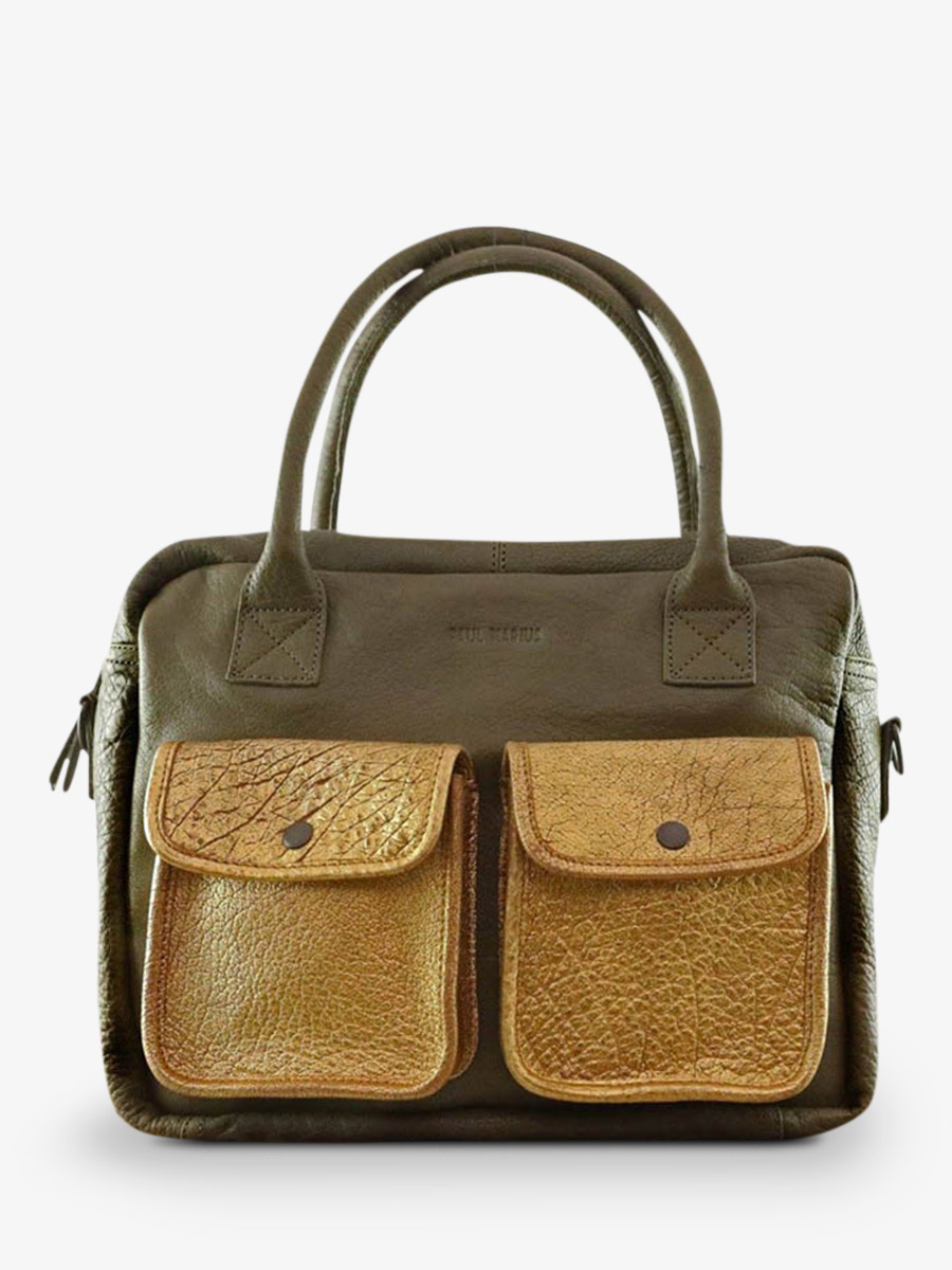leather-document-holder-for-woman-khaki-green-front-view-picture-ledandy-khaki-gold-canvas-paul-marius-3760125335759