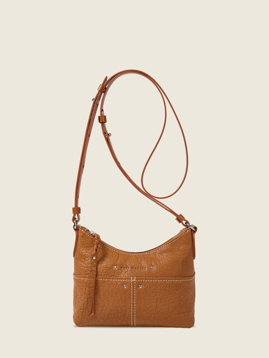 Front view photo, small natural leather shoulder bag, PAUL MARIUS LeLoustic Natural