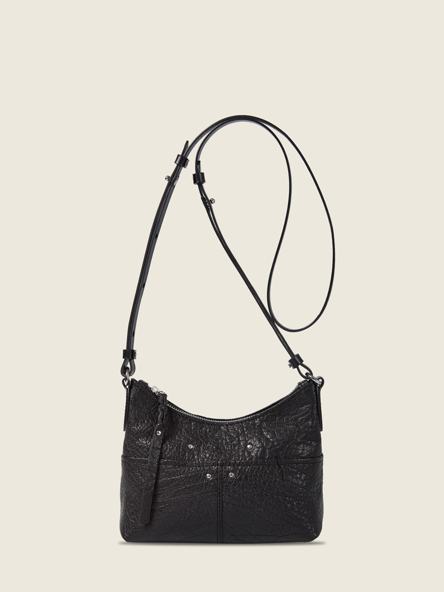 Front view photo, small black leather shoulder bag, PAUL MARIUS LeLoustic Black