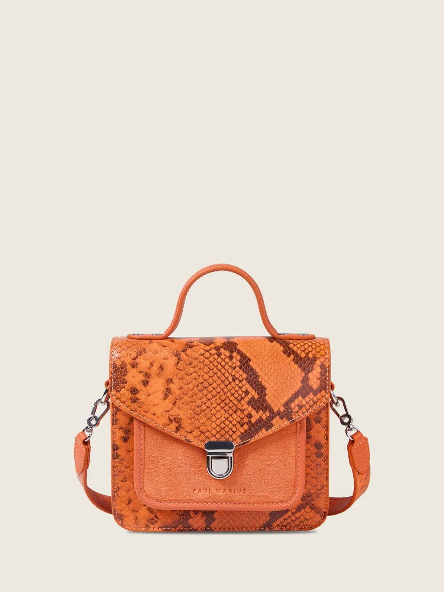 Amber python leather handbag Mademoiselle George XS Python - Amber front view