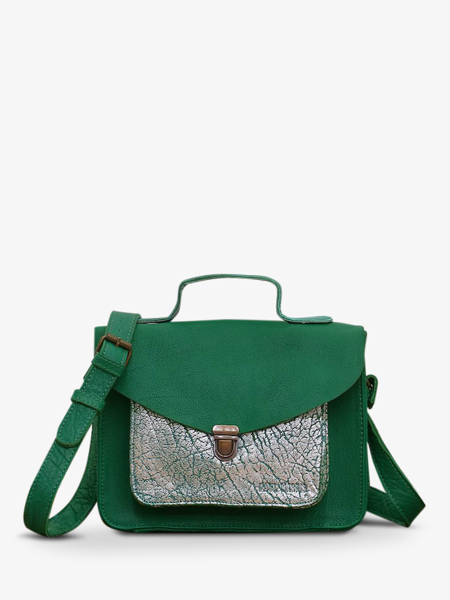 leather-hand-bag-for-woman-multicoloured-green-silver-front-view-picture-mademoiselle-george-jungle-green-silver-paul-marius-3760125332178